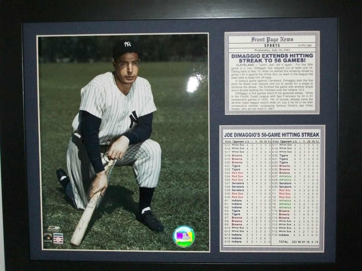 Joe DiMaggio 1941 New York Yankees 56-Game Hitting Streak 11x14 Framed Photo