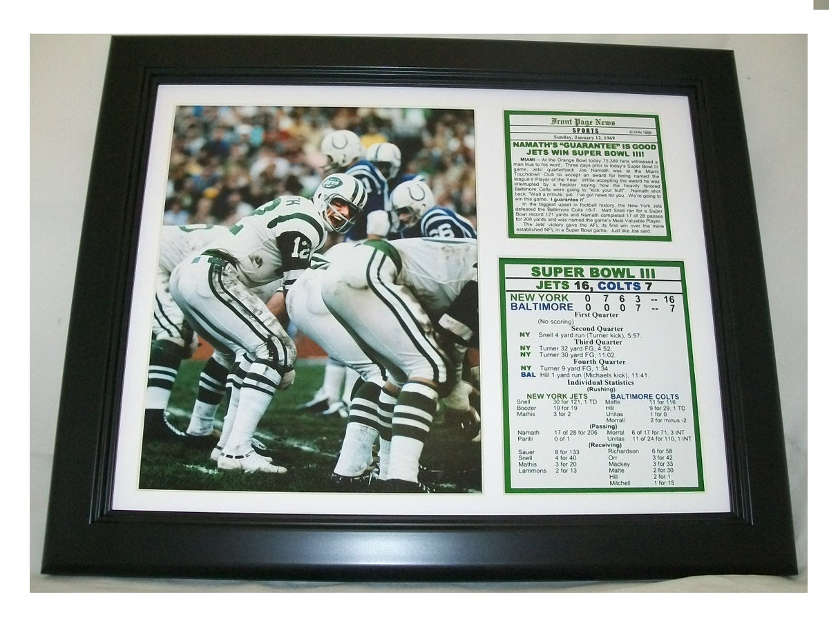Joe Namath 1969 Super Bowl III Jets vs Colts 11x14 Framed Photo
