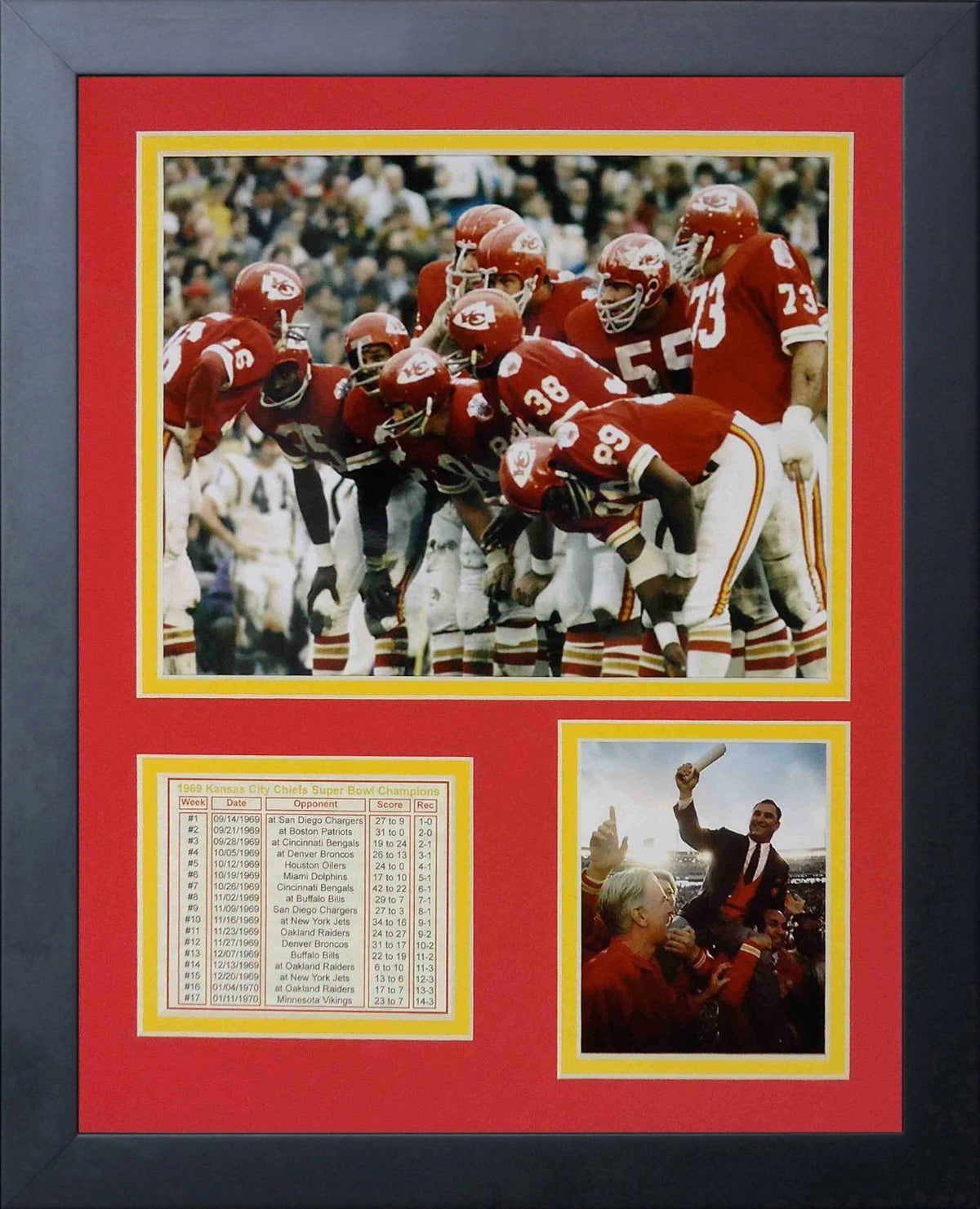 1969 Kansas City Chiefs Super Bowl IV Champions 11x14 Framed Team Photo