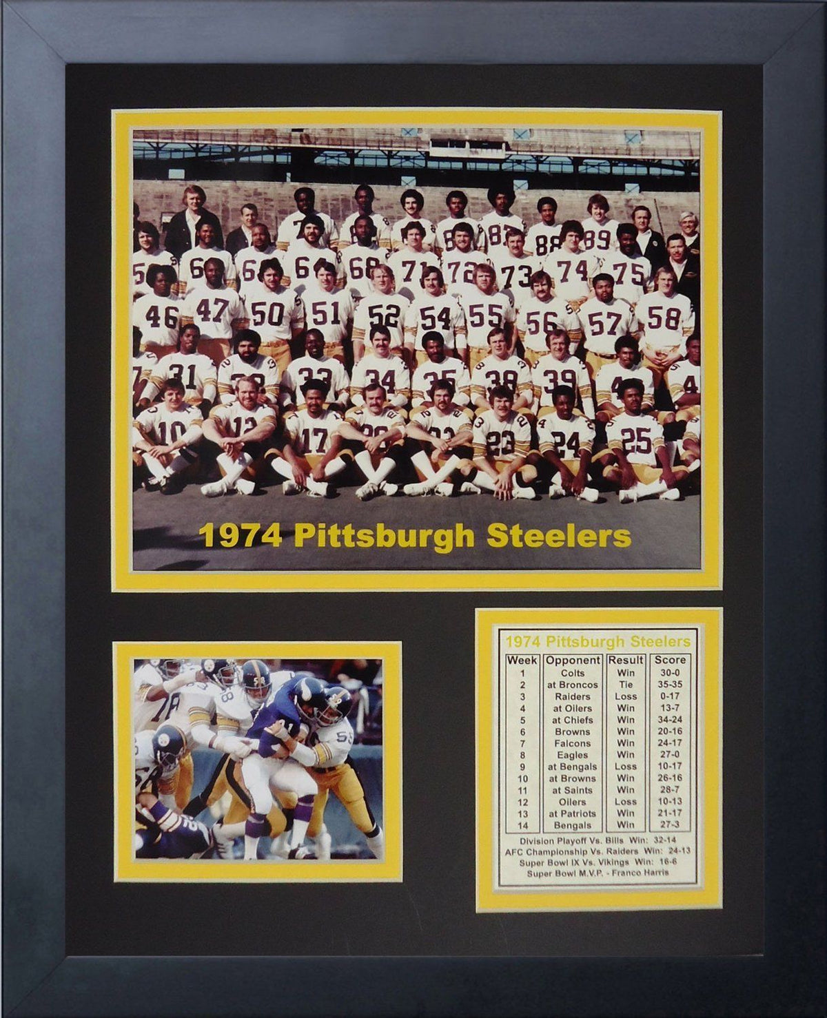 1974 Pittsburgh Steelers Super Bowl IX Champions 11x14 Framed Photo