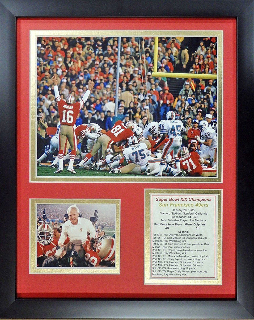 1984 San Francisco 49ers Super Bowl XIX Champions 11x14 Framed Team Photo