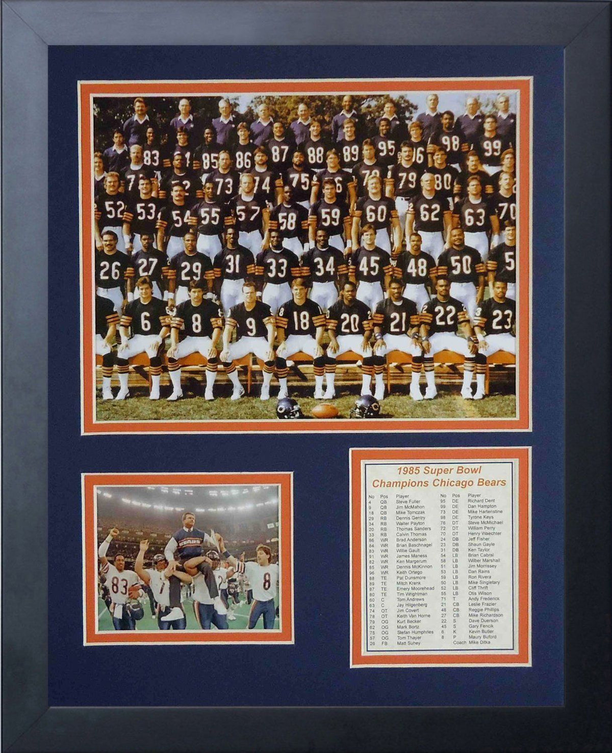 Chicago Bears 1985 Super Bowl XX Team 8x10 Photo Mike Ditka Framed 11x14