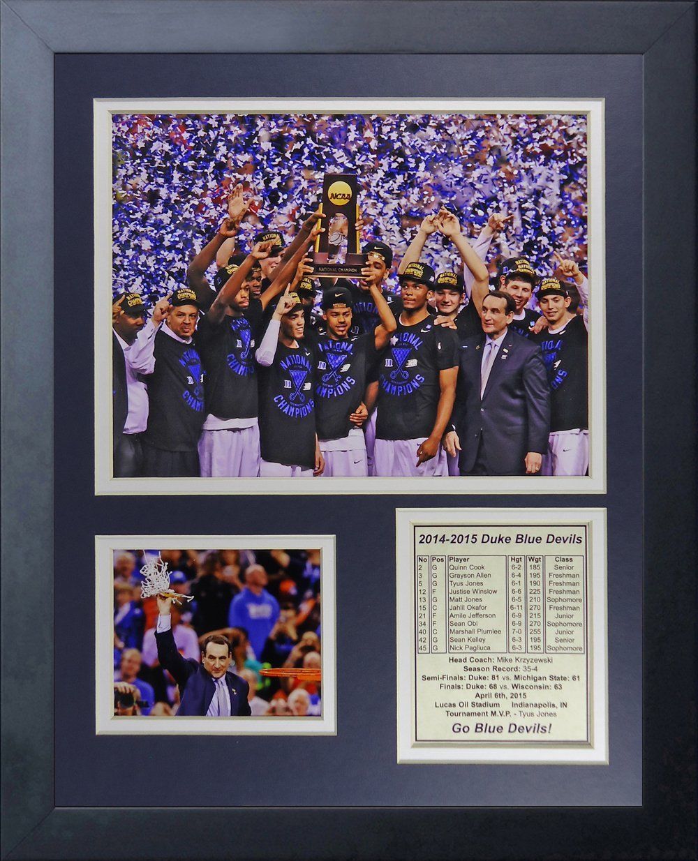 11x14 Framed 2015 Duke Blue Devils National Champions Okafor 8x10 Photo