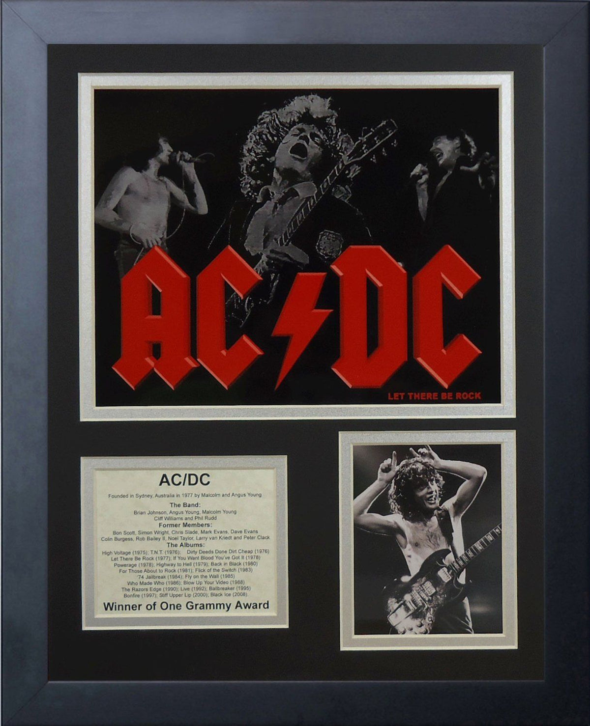 11x14 Framed AC/DC Album List Bon Scott Brian Johnson Phil Rudd 8x10 Photo 1973