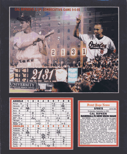 Cal Ripken 2131 Game Record, 11x14 Framed and Matted