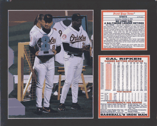 Cal Ripken Retirement with Career Stats, 11x14 Framed and Matted