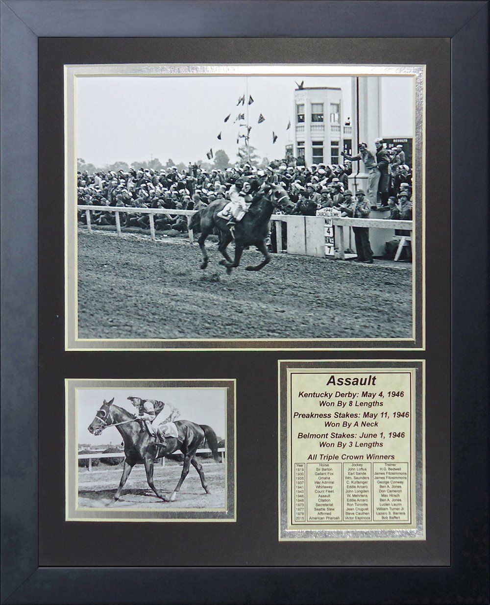 Assault 11x14 Framed 8x10 Photo 1946 Triple Crown Winner W. Mehrtens