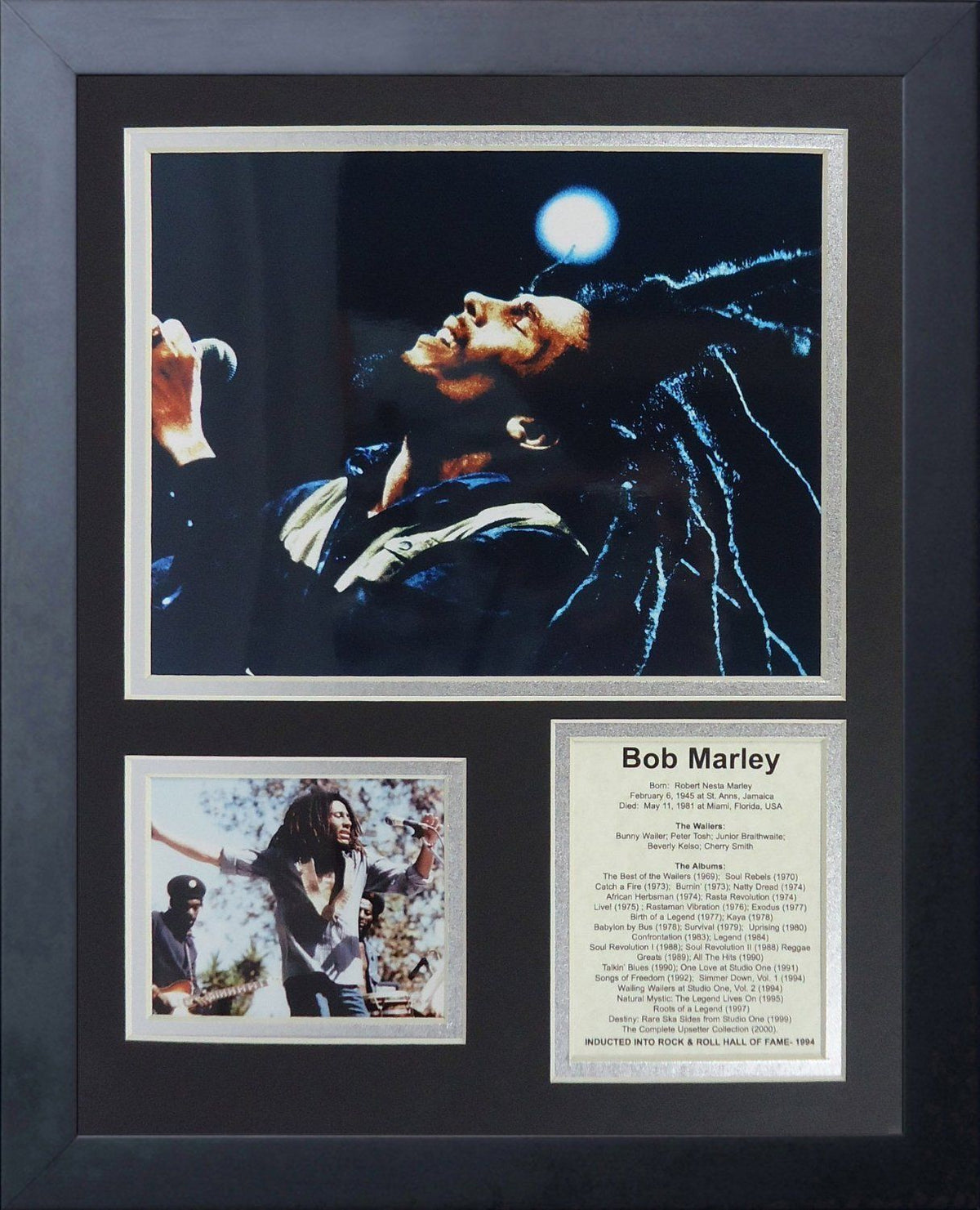 Bob Marley 11x14 Framed 8x10 Photo Live Album List HOF 1994 1973