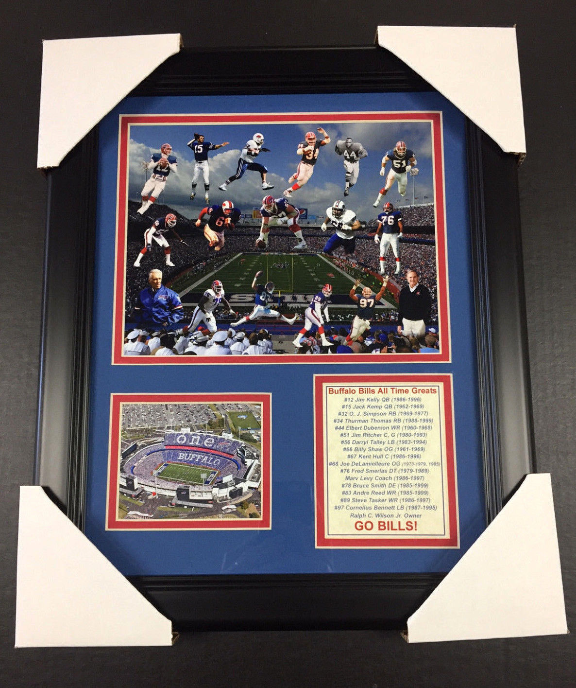 Buffalo Bills 11x14 Framed 8x10 Photo Retired Numbers Kelly Levy Reed Simpson