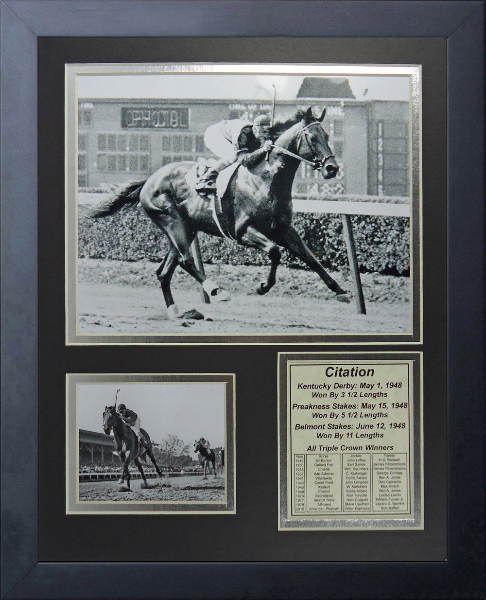 Citation 11x14 Framed 8x10 Photo 1948 Triple Crown Winner Eddie Arcaro