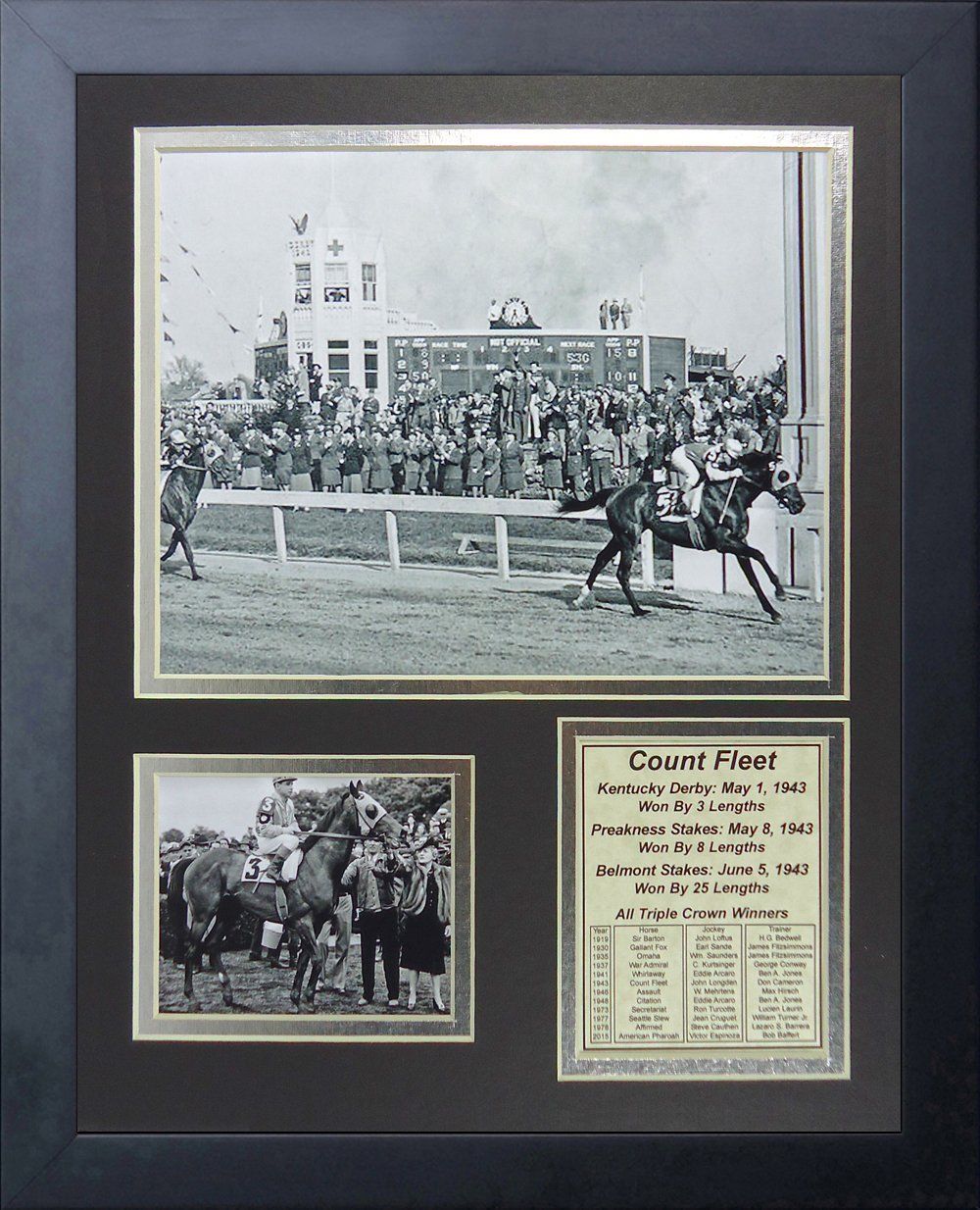 Count Fleet 11x14 Framed 8x10 Photo 1943 Triple Crown Winner John Longden