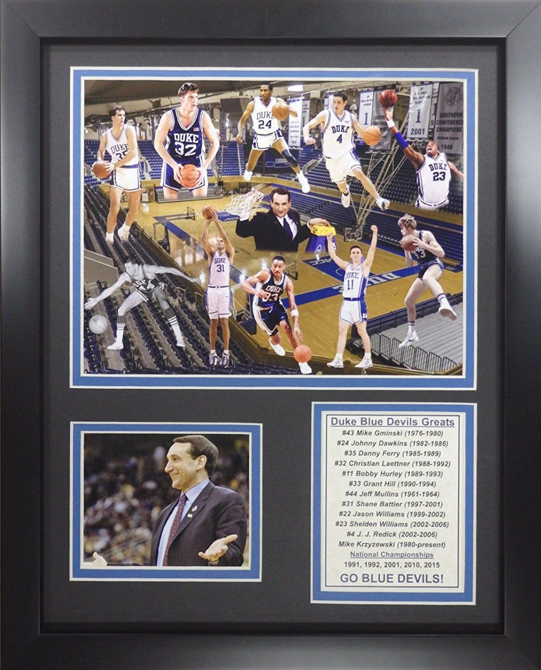Duke Blue Devils Coach K 11x14 Framed 8x10 Photo 5X National Champions