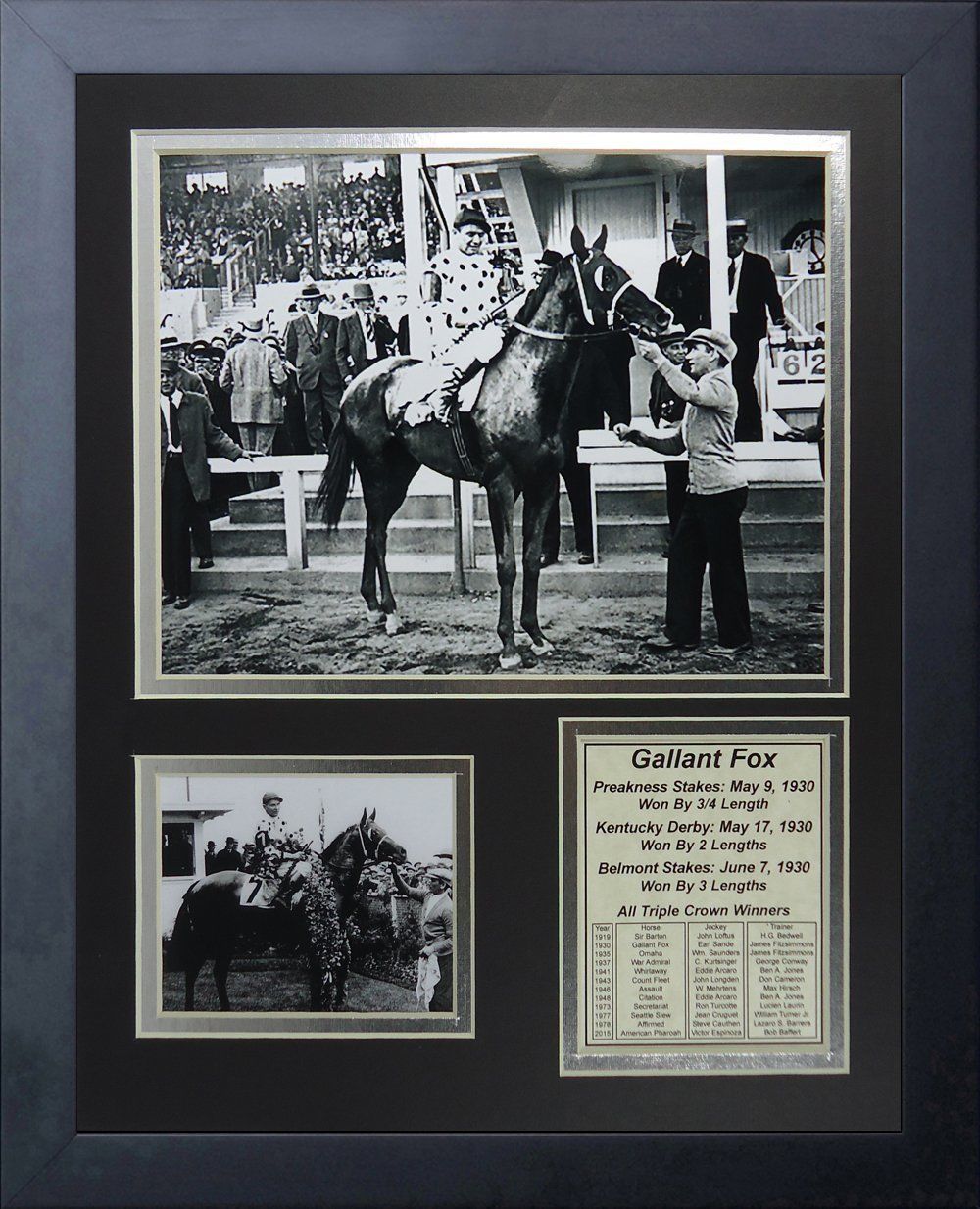 Gallant Fox 1930 Triple Crown Winner 11x14 Framed 8x10 Photo Earl Sande