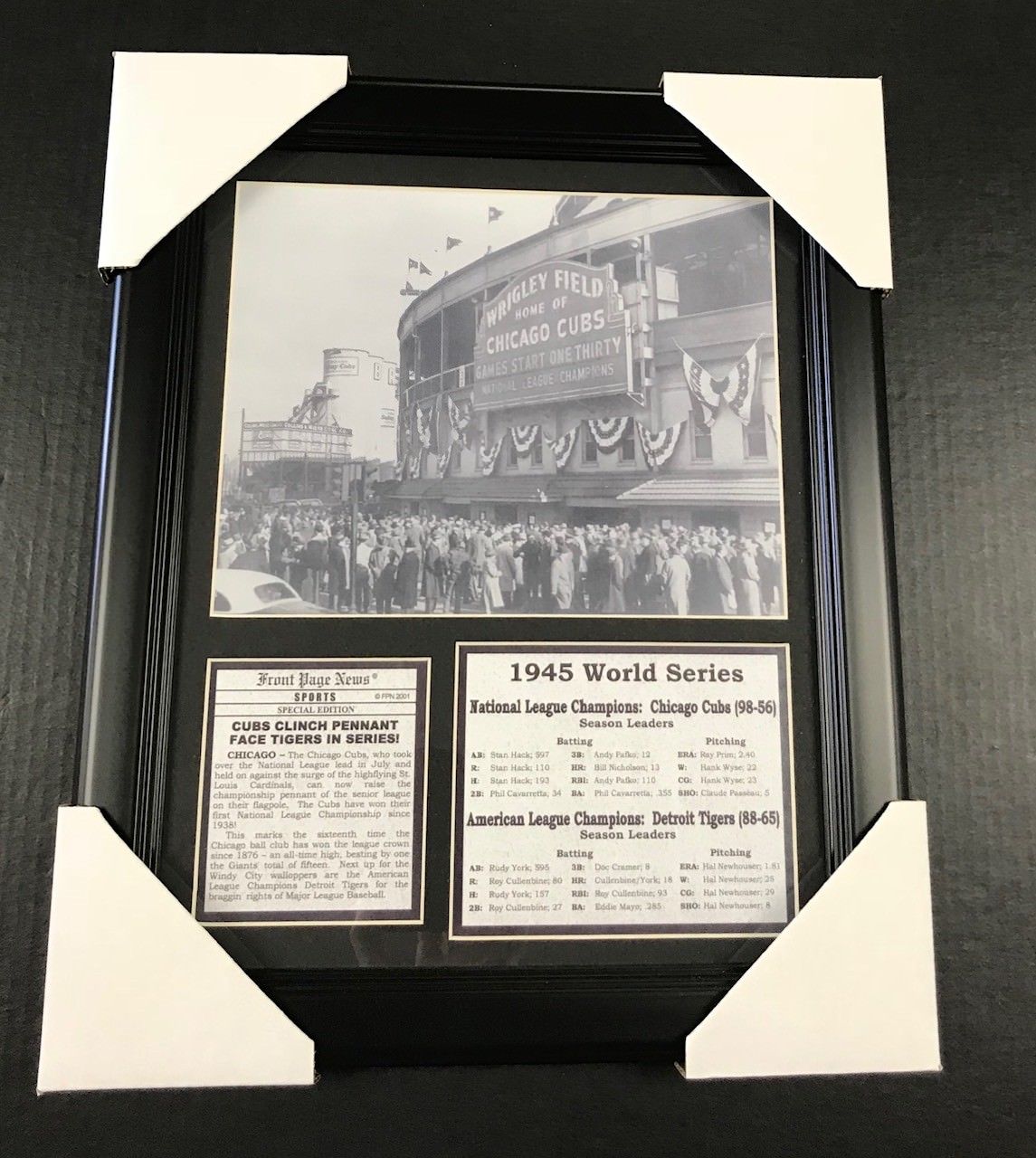 1945 Chicago Cubs Clinch Pennant 8x10 Framed Photo