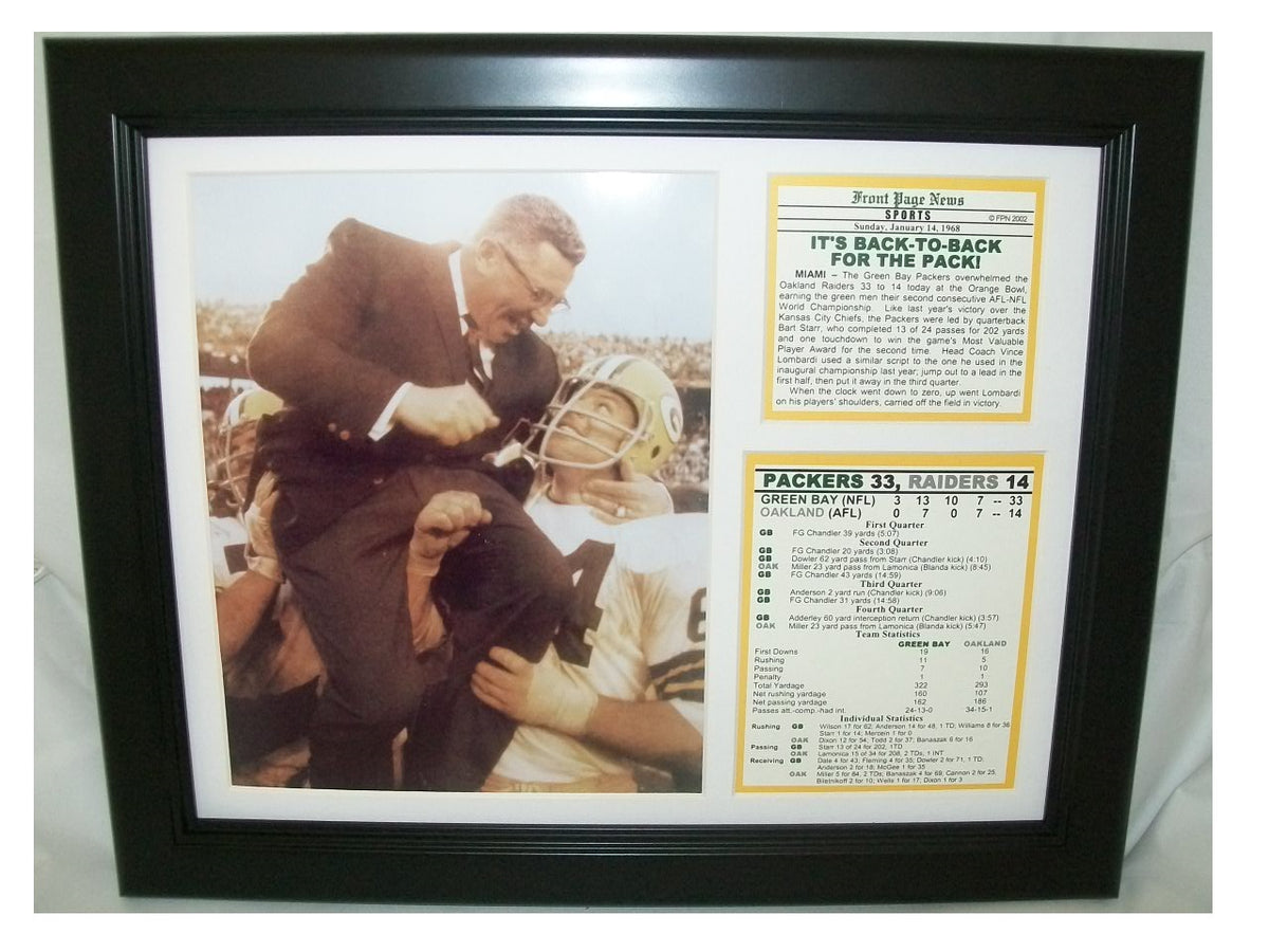 1967 Green Bay Packers Super Bowl Lombardi 8x10 Framed Photo