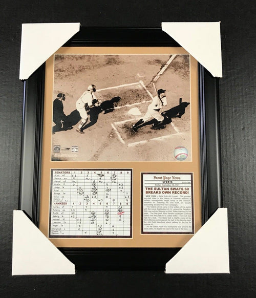 11x14 Framed & Matted Babe Ruth Hits 60th Homerun 1927 8x10 Photo