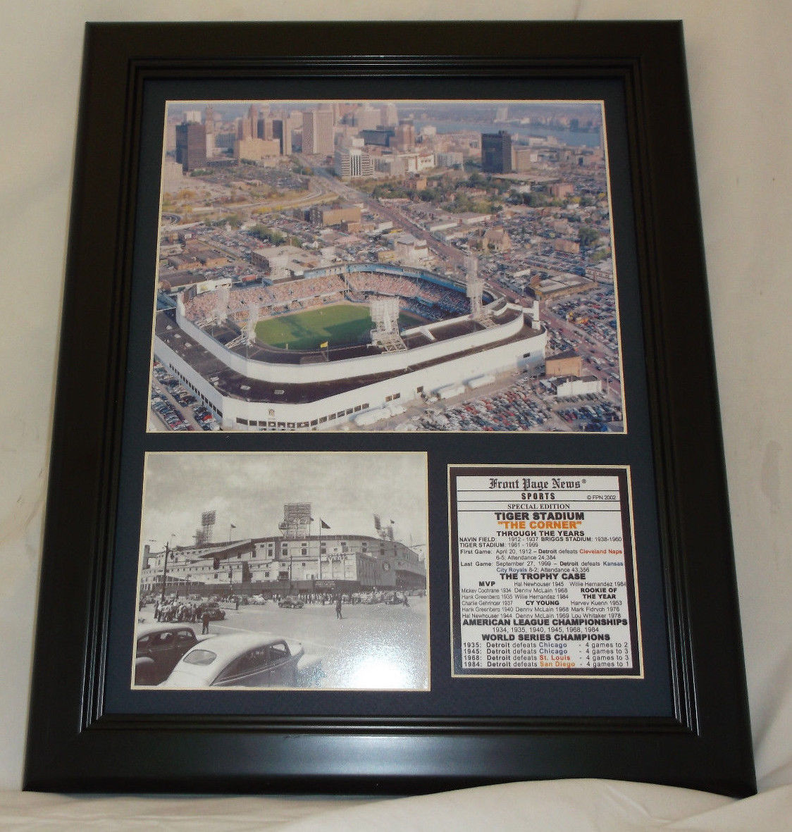Detroit Tigers Briggs Stadium 1912-1999 World Series Champions 8x10 Framed Photo