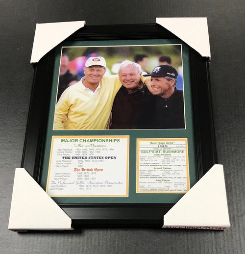 11x14 Framed & Matted Jack Nicklaus, Arnold Palmer, Gary Player Major List