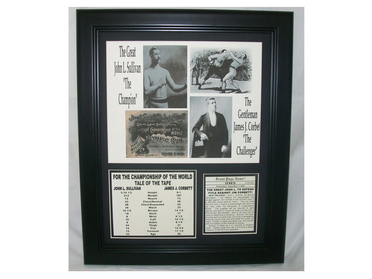 John Sullivan vs James Corbett 1892 11x14 Framed & Matted