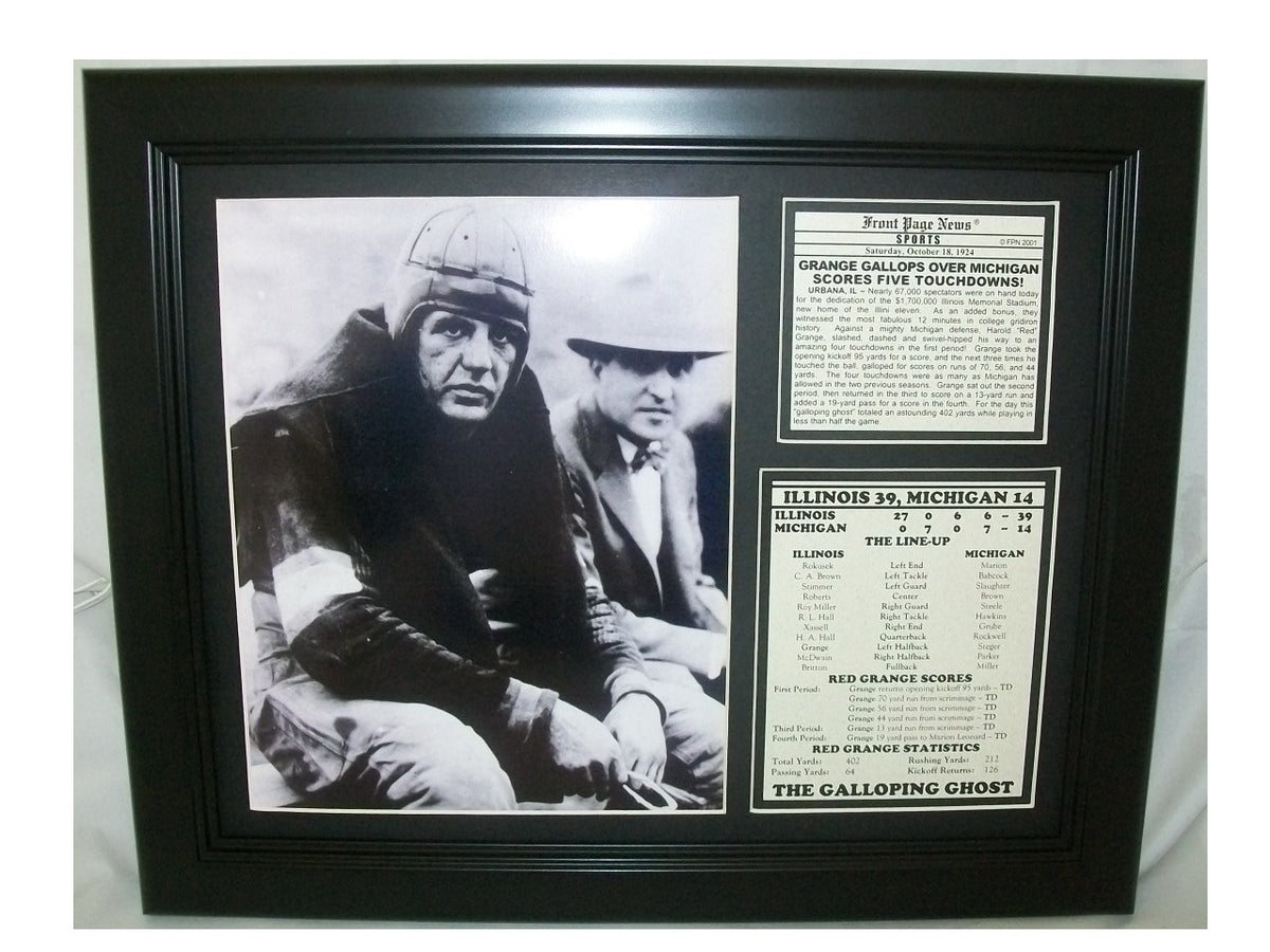 Red Grange 5 Touchdown Game 1924 11x14 Framed & Matted Photo