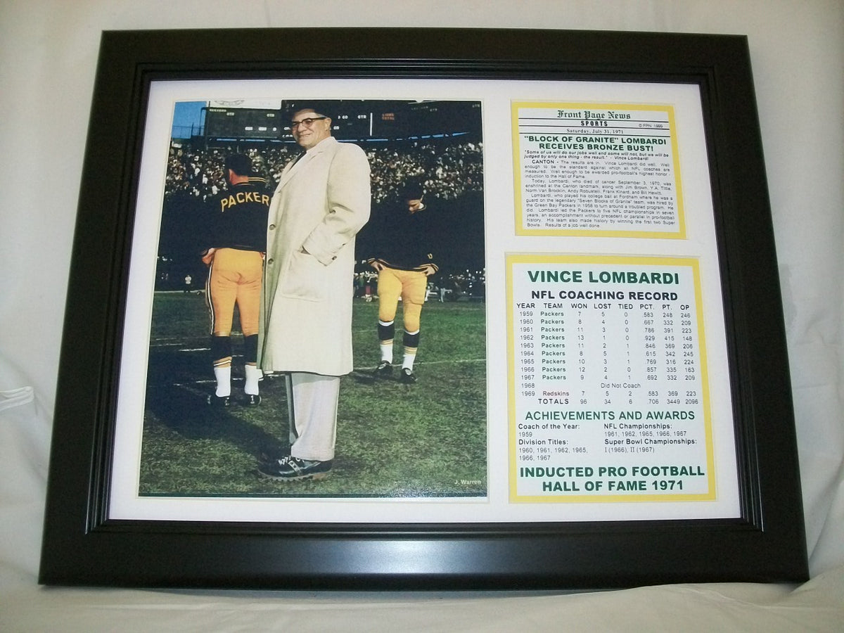 Vince Lombardi HOF 1971 8x10 Photo, 11x14 Framed & Matted