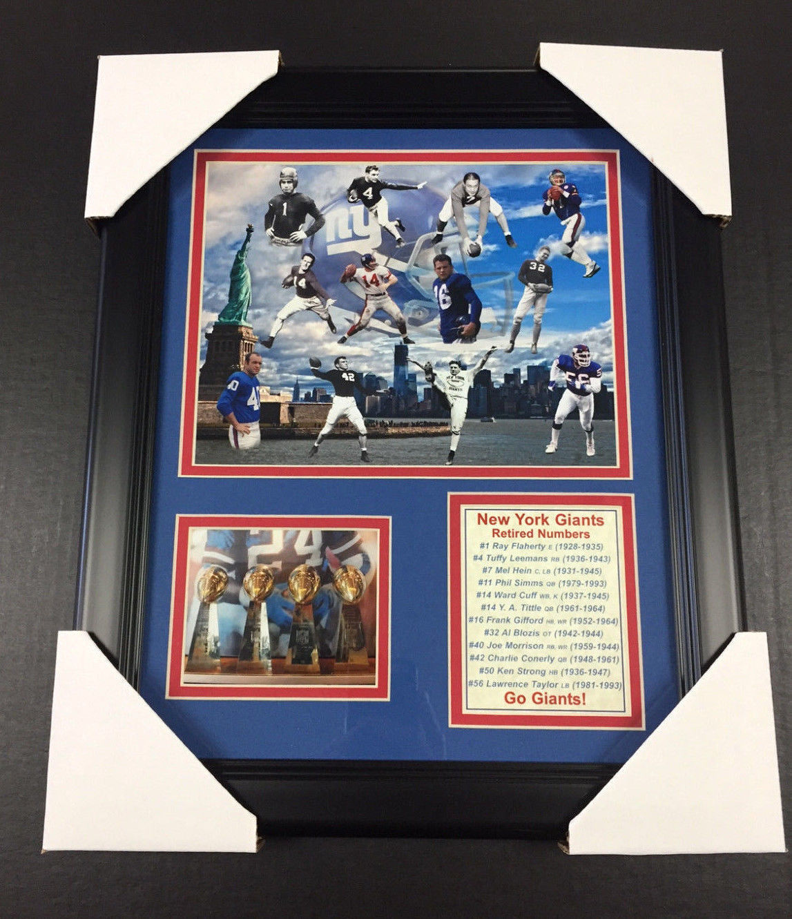 New York Giants Retired Numbers Simms Lawrence Taylor 11x14 Framed 8x10 Photo