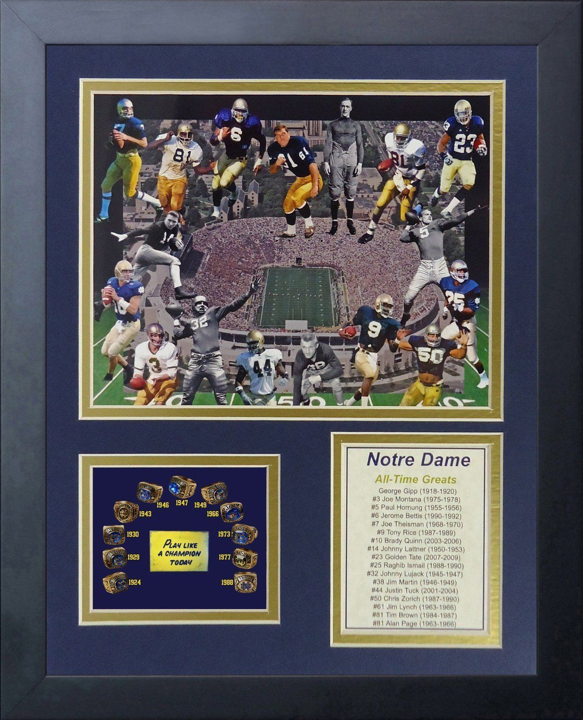 Framed Notre Dame All-Time Greats Joe Montana Jerome Bettis 8x10 Photo