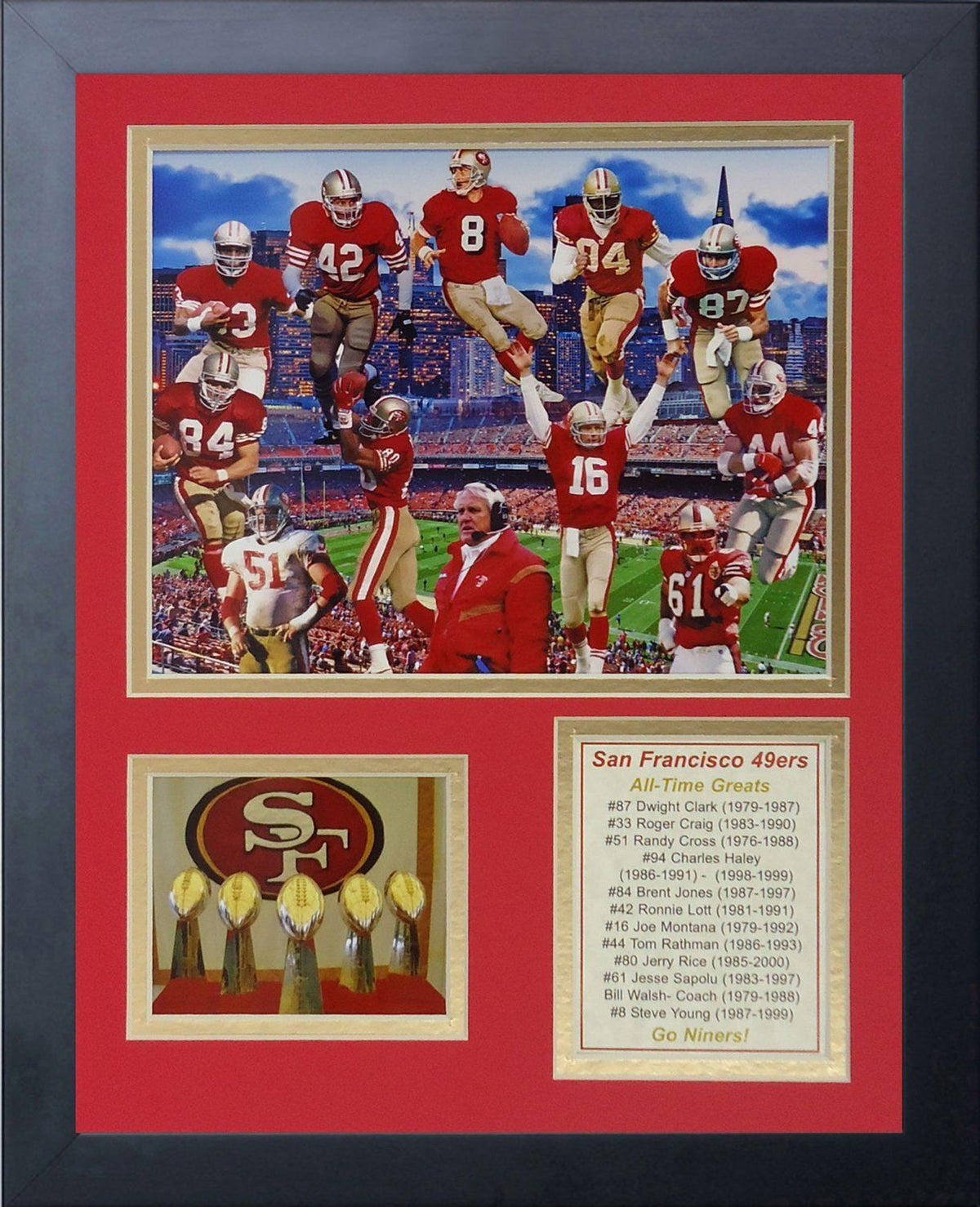 San Francisco 49ers All Time Greats Joe Montana 11x14 Framed Photo