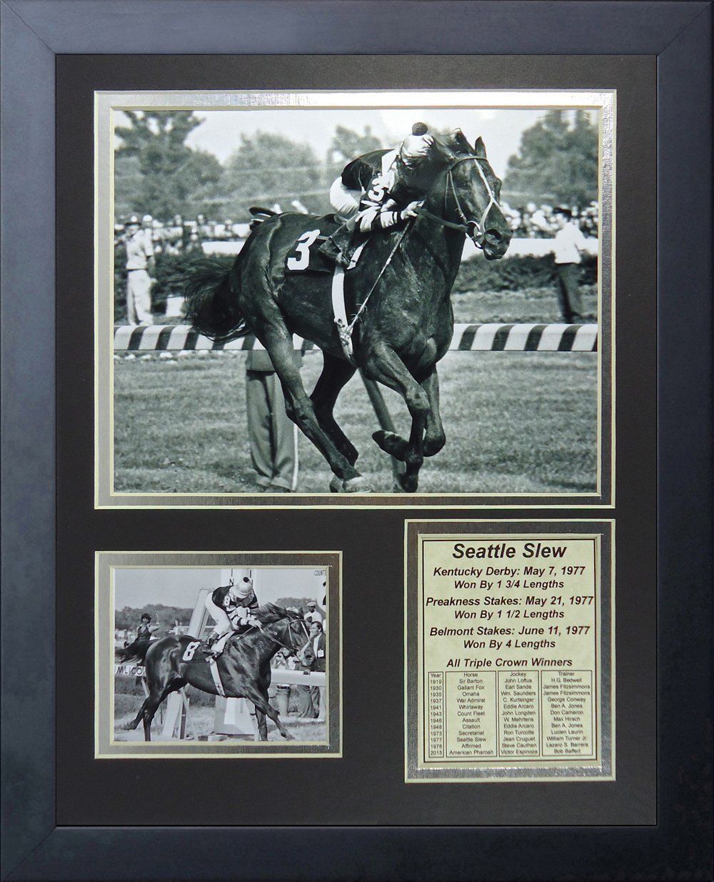 Seattle Slew 11x14 Framed 8x10 Photo 1977 Triple Crown Winner Jean Cruguet