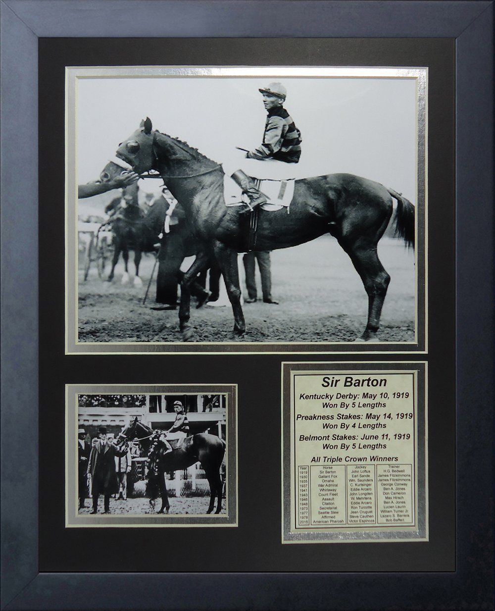 Sir Barton 11x14 Framed 8x10 Photo 1919 Triple Crown Winner John Loftus