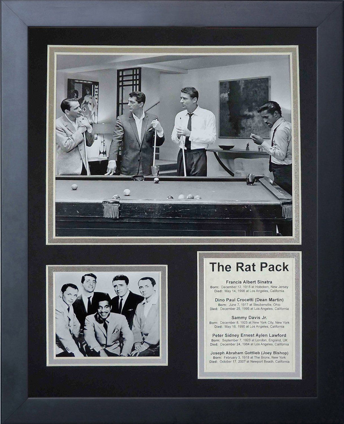 The Rat Pack Pool Frank Sinatra Sammy Davis Dean Martin 11x14 Framed Photo