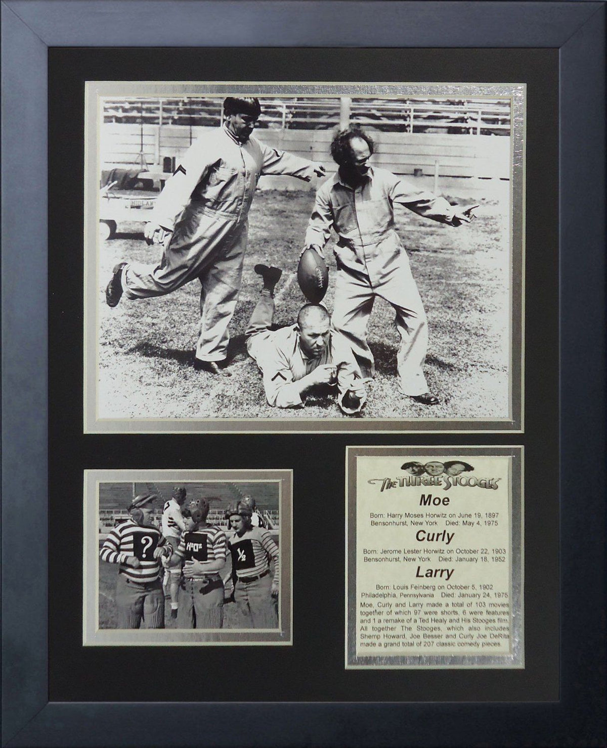 The Three Stooges Football 11x14 Framed 8x10 Photo Collage