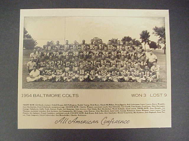 Baltimore Colts 1954 8x10 Team Photo