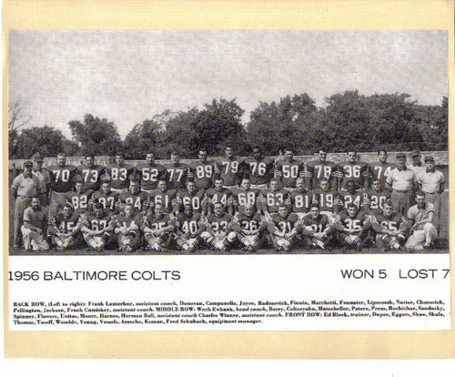 1956 Baltimore Colts Team 8x10 Photo W/ Johnny Unitas Lenny Moore