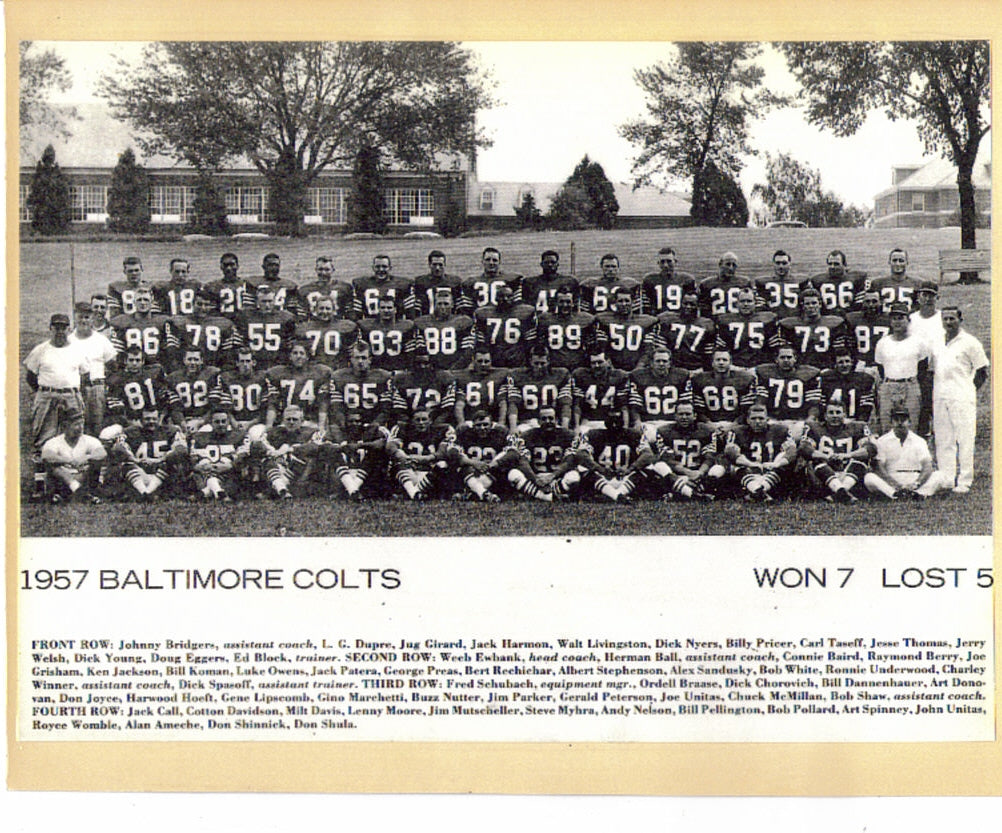 1957 Baltimore Colts Team 8x10 Photo W/ Johnny Unitas Lenny Moore