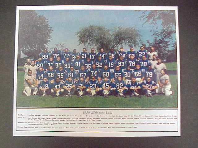 Baltimore Colts 1958 World Champions 8x10 Team Photo Unitas Berry