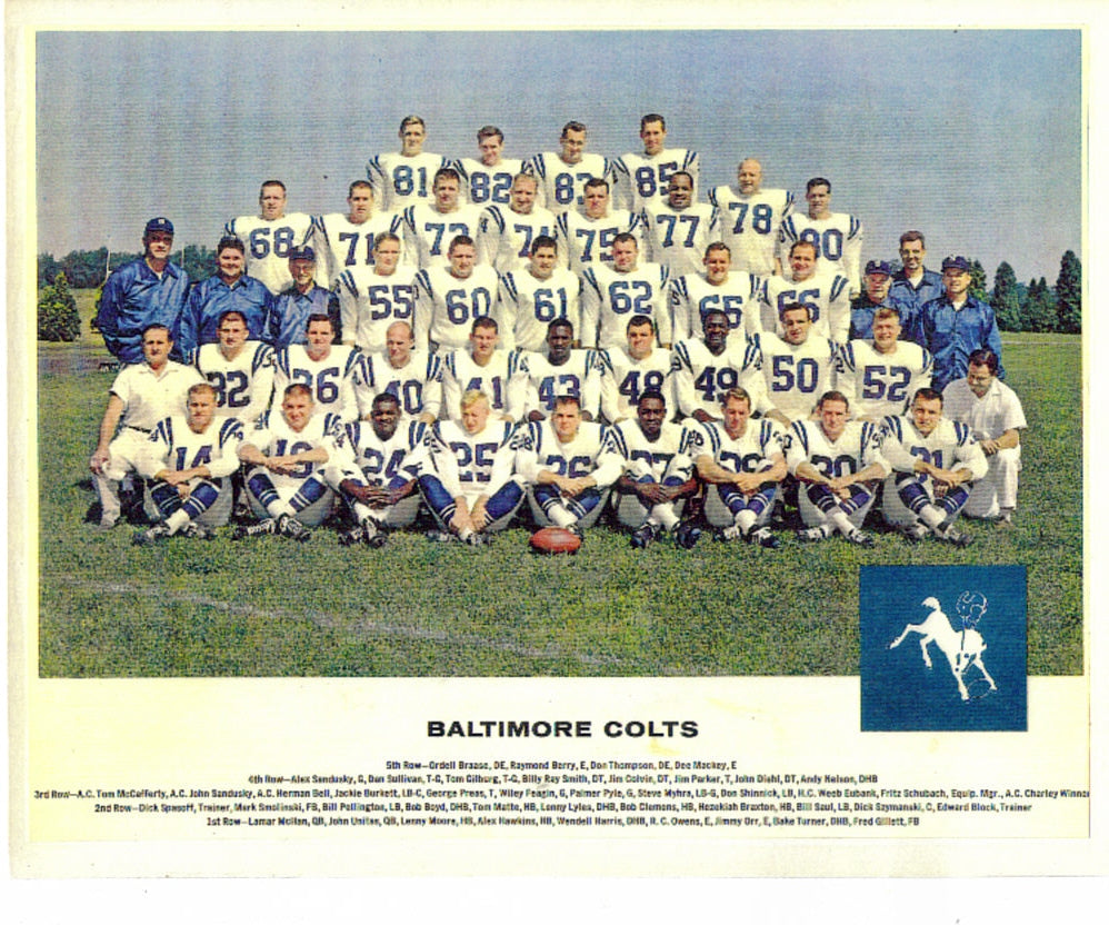 1961 Baltimore Colts Team 8x10 Photo W/ Johnny Unitas Lenny Moore