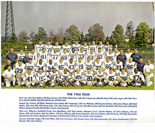 1965 Baltimore Colts Team 8x10 Photo with Johnny Unitas Lenny Moore