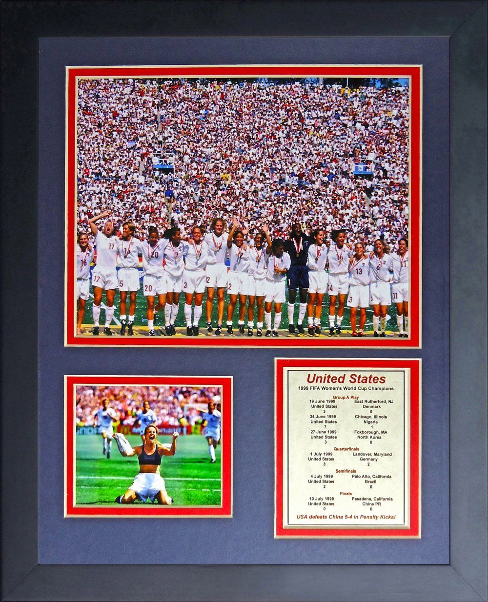 1999 Women's FIFA World Cup Team USA Champions Brandi Chastain 8x10 Framed Photo