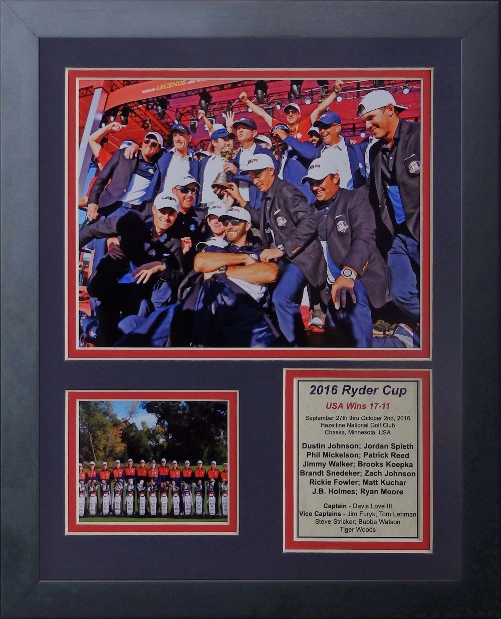 2016 USA Champions Ryder Cup Phil Mickelson Dustin Johnson Framed Photo 8x10