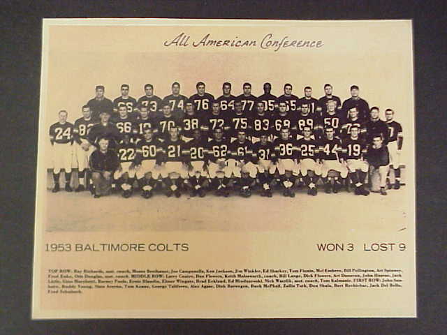 1953 Baltimore Colts Team Photo 8x10