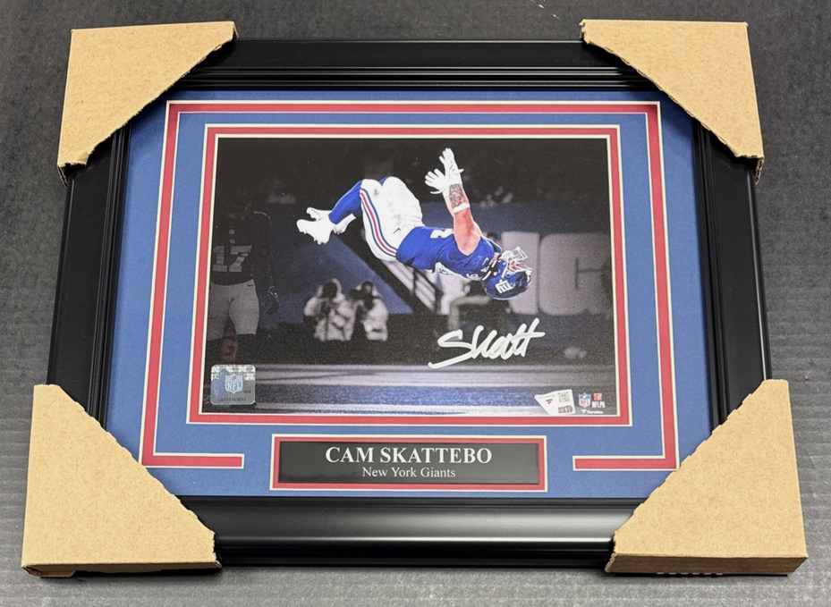 Cam Skattebo Autographed 8x10 Framed Photo Fanatics Authentic New York Giants