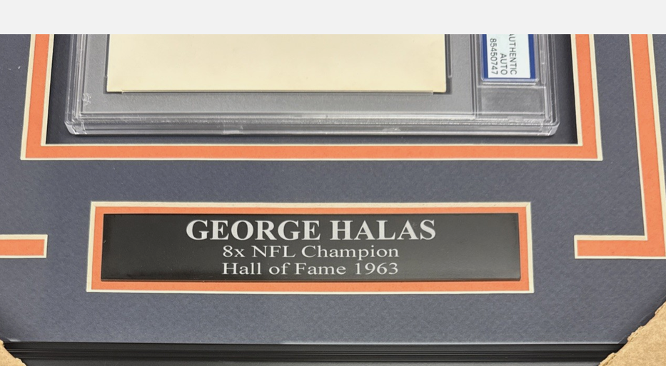 George Halas Autographed Authentic Cut Psa Framed 8x10 Photo Chicago Bears