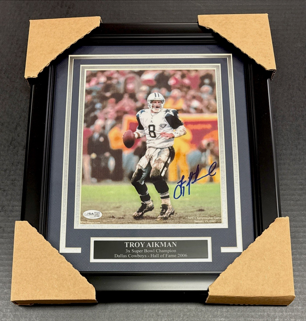 Troy Aikman Dallas Cowboys Autographed Signed 8x10 Photo Framed Jsa Authentic