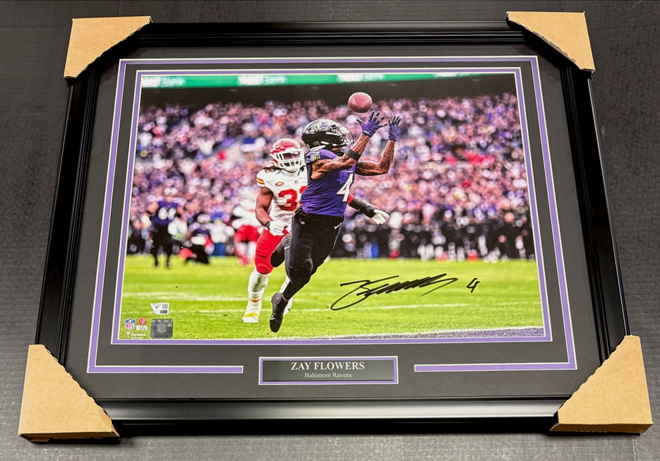 Zay Flowers Fanatics Authentic Autographed Framed 16x20 Photo Baltimore Ravens