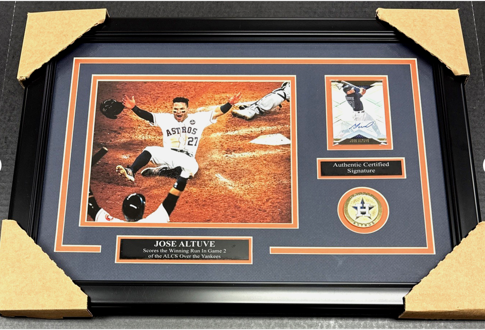 Jose Altuve Signed Autographed Card Framed W/8x10 Photo Houston Astros Alcs Game