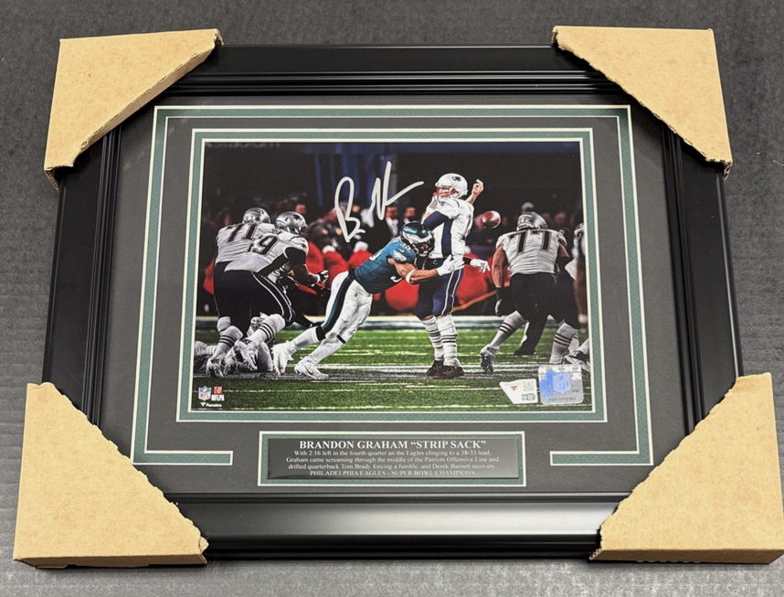 Brandon Graham Autographed 8x10 Strip Sack Tom Brady Framed Photo Fanatics Authentic
