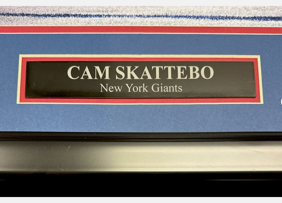 Cam Skattebo Autographed 16x20 Framed Photo Fanatics Authentic New York Giants