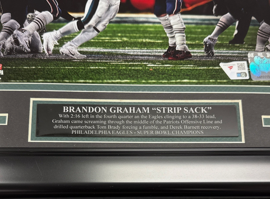 Brandon Graham Autographed 8x10 Strip Sack Tom Brady Framed Photo Fanatics Authentic