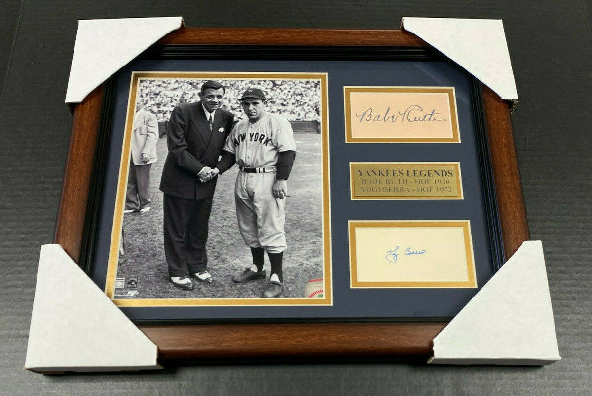 Babe Ruth Yogi Berra New York Yankees Autographed Reprint Framed 8x10 Photo